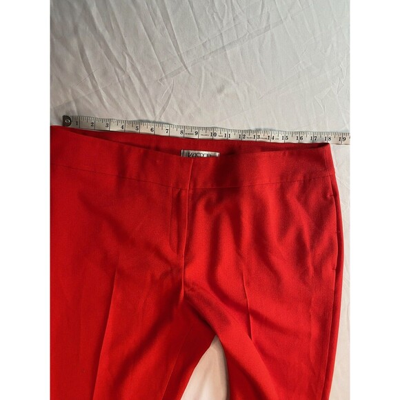 Kasper Women Size 16 High Rise Dress Pants Flat Front Bright Red Straight Flashy - Picture 4 of 10